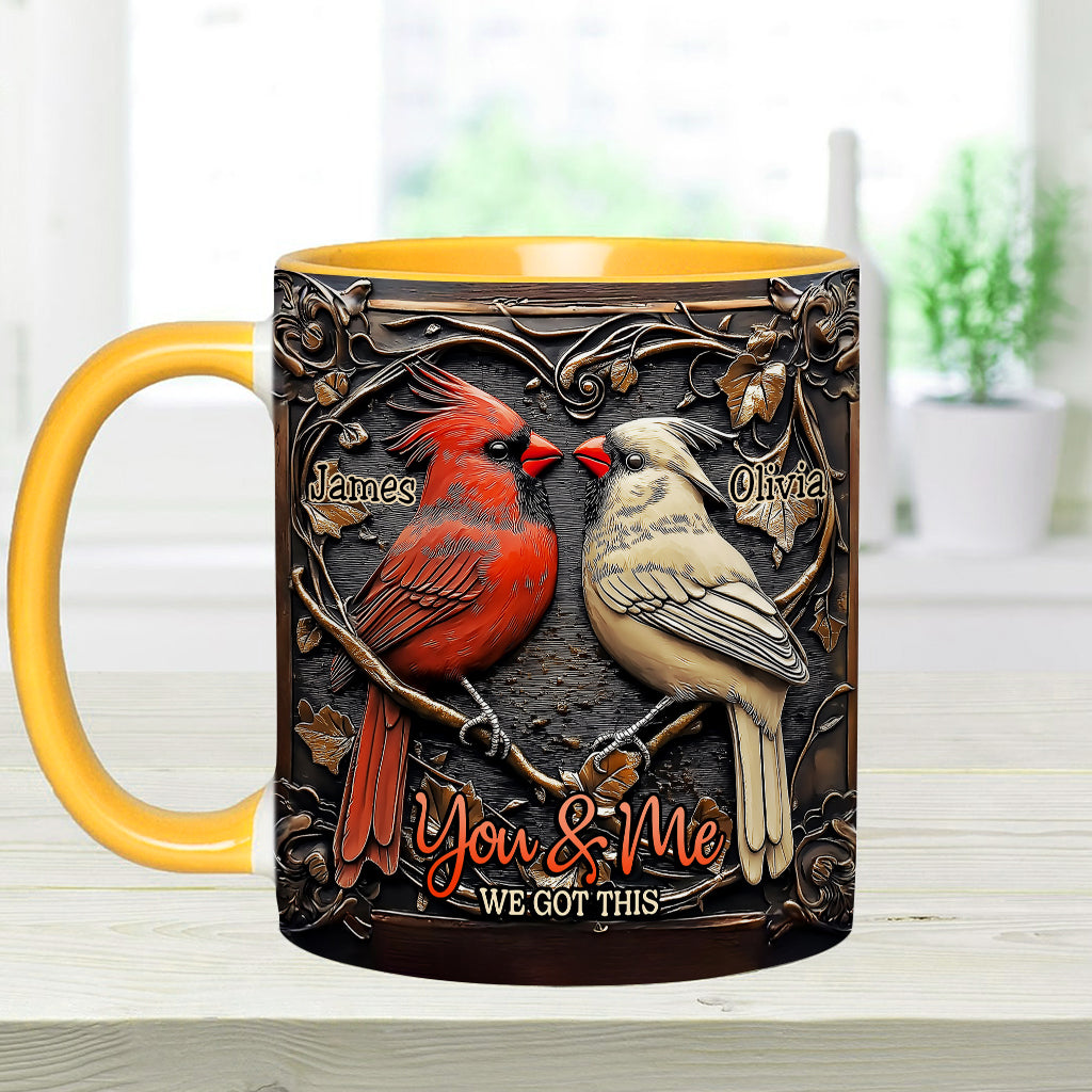 Cardinal Bird Couple - Personalized Couple Accent Mug