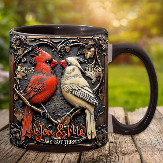 Cardinal Bird Couple - Personalized Couple Accent Mug