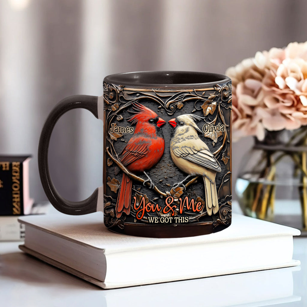 Cardinal Bird Couple - Personalized Couple Accent Mug
