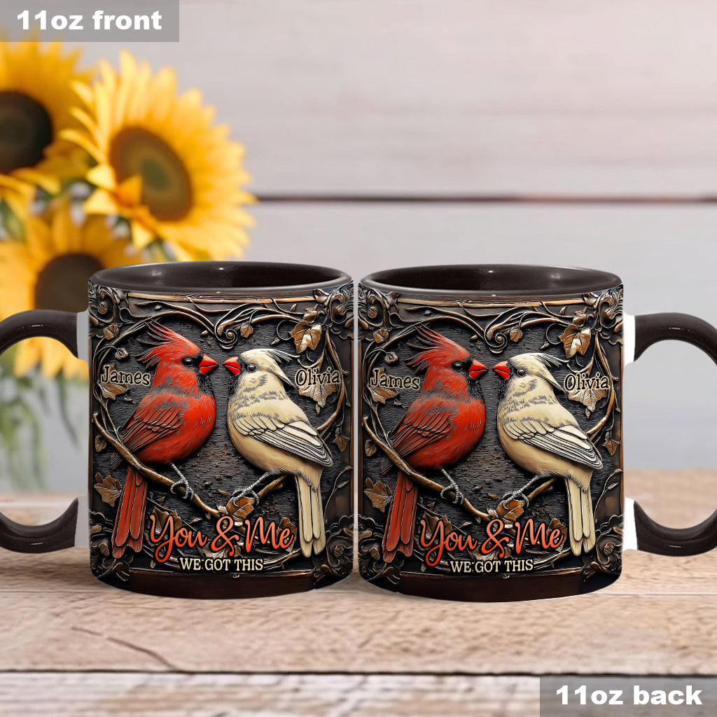 Cardinal Bird Couple - Personalized Couple Accent Mug