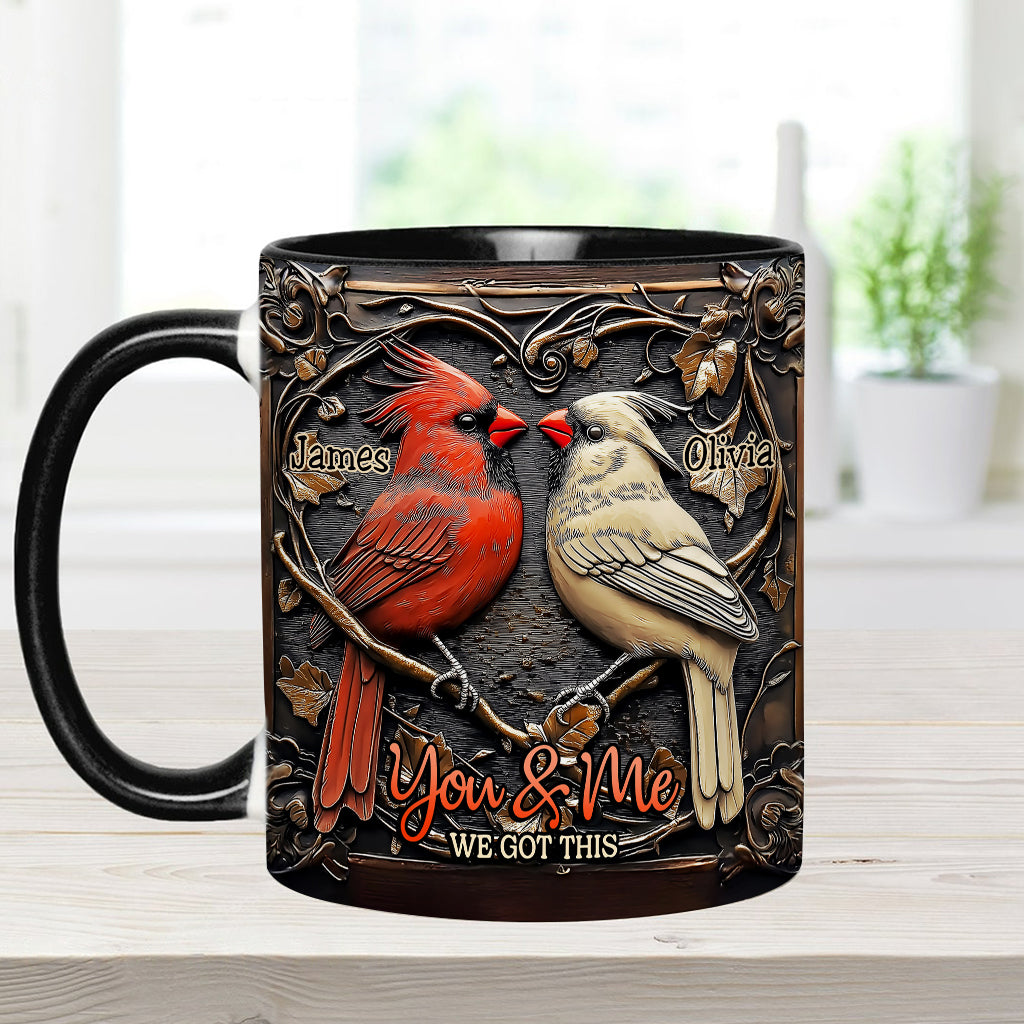 Cardinal Bird Couple - Personalized Couple Accent Mug