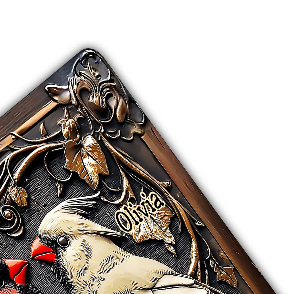 Cardinal Bird Couple - Personalized Couple Cut Metal Sign