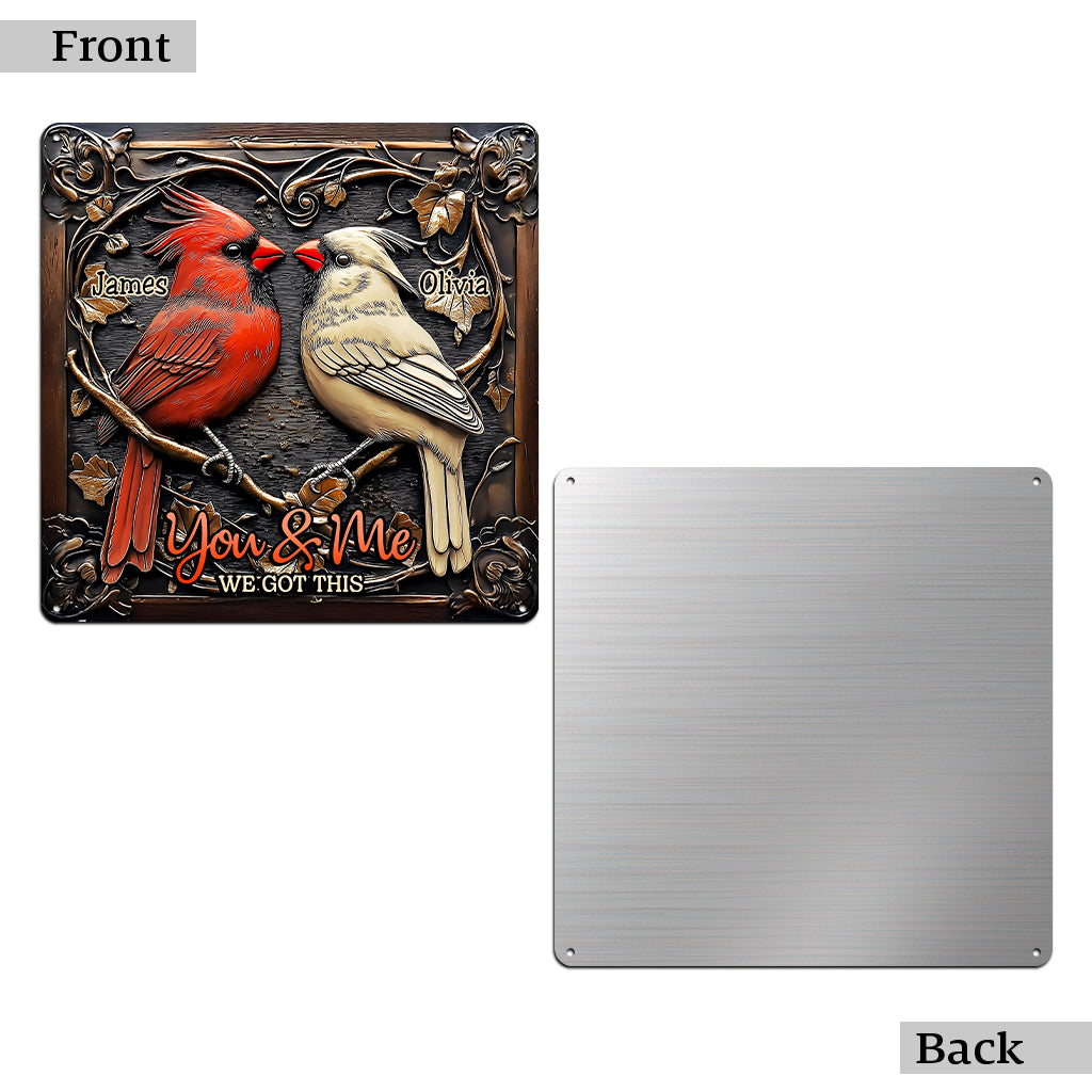 Cardinal Bird Couple - Personalized Couple Cut Metal Sign