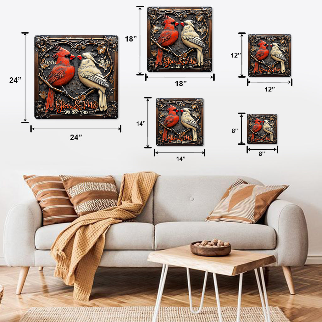 Cardinal Bird Couple - Personalized Couple Cut Metal Sign