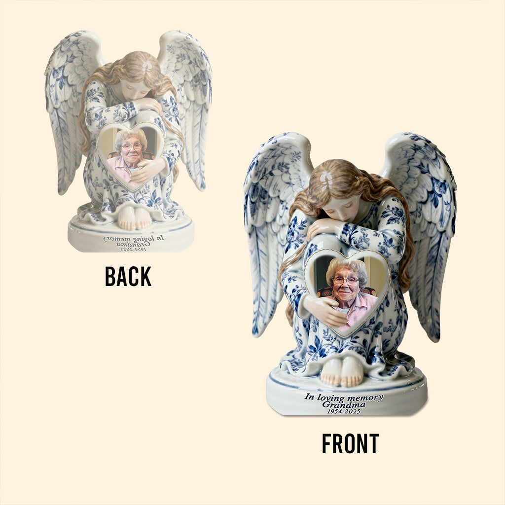 In Loving Memory Toile De Jouy Angel - Personalized Memorial Custom Shaped Acrylic Plaque