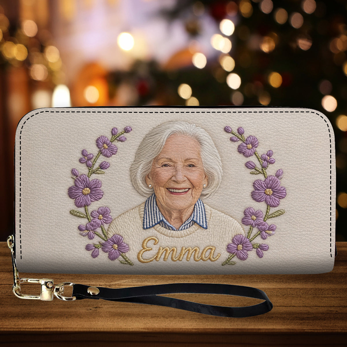 Personalisierte Geburtsblume & Name - Selbstliebe-Geldbörse aus Leder