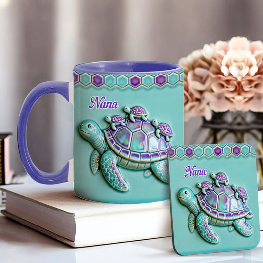 Nana Turtle Gift For Mom Grandma - Personalized Grandma Accent Mug