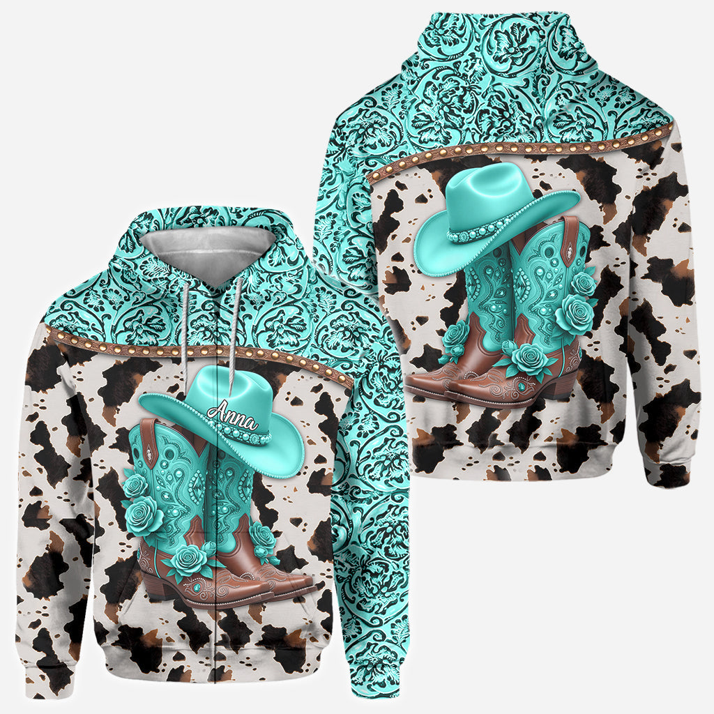 Western-Cowgirl-Stiefel - Personalisiertes Cowgirl-Shirt