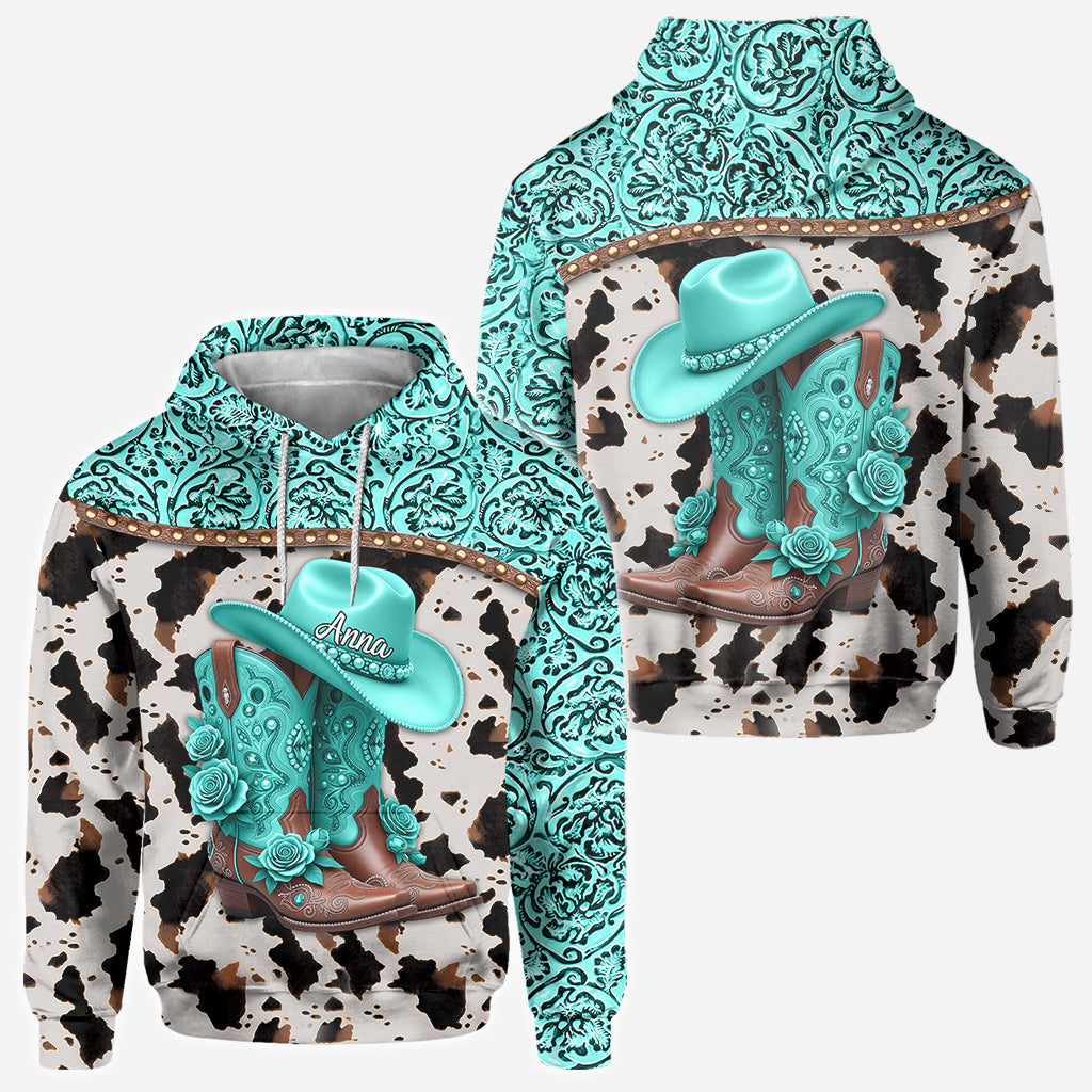 Western-Cowgirl-Stiefel - Personalisiertes Cowgirl-Shirt