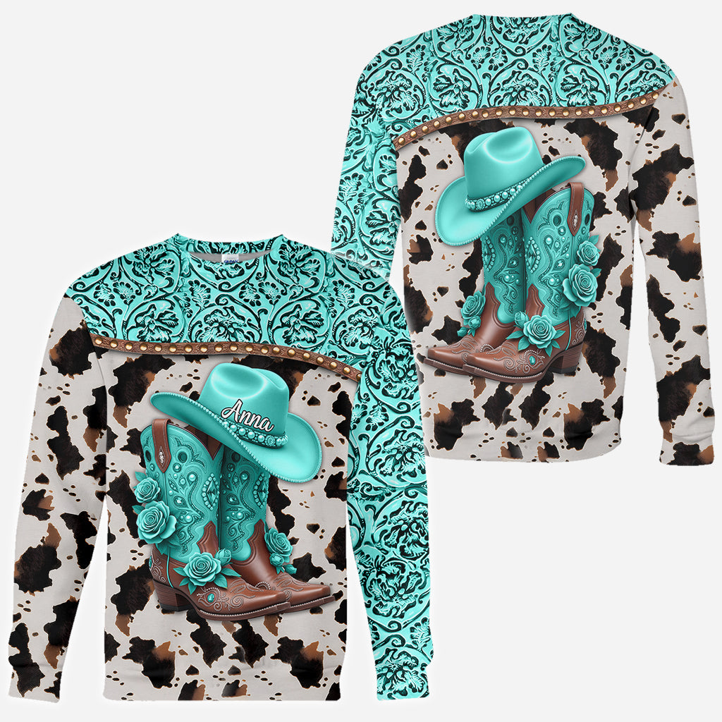 Western-Cowgirl-Stiefel - Personalisiertes Cowgirl-Shirt