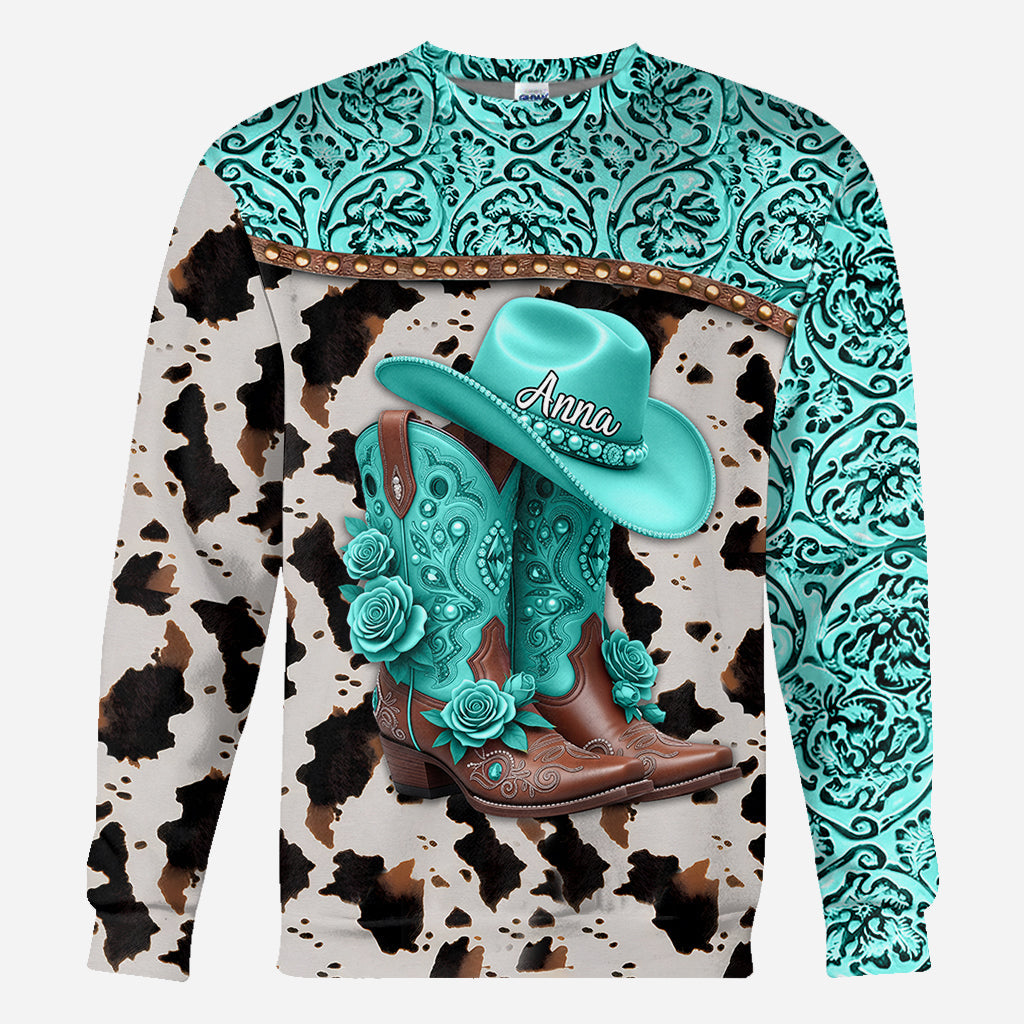 Western-Cowgirl-Stiefel - Personalisiertes Cowgirl-Shirt