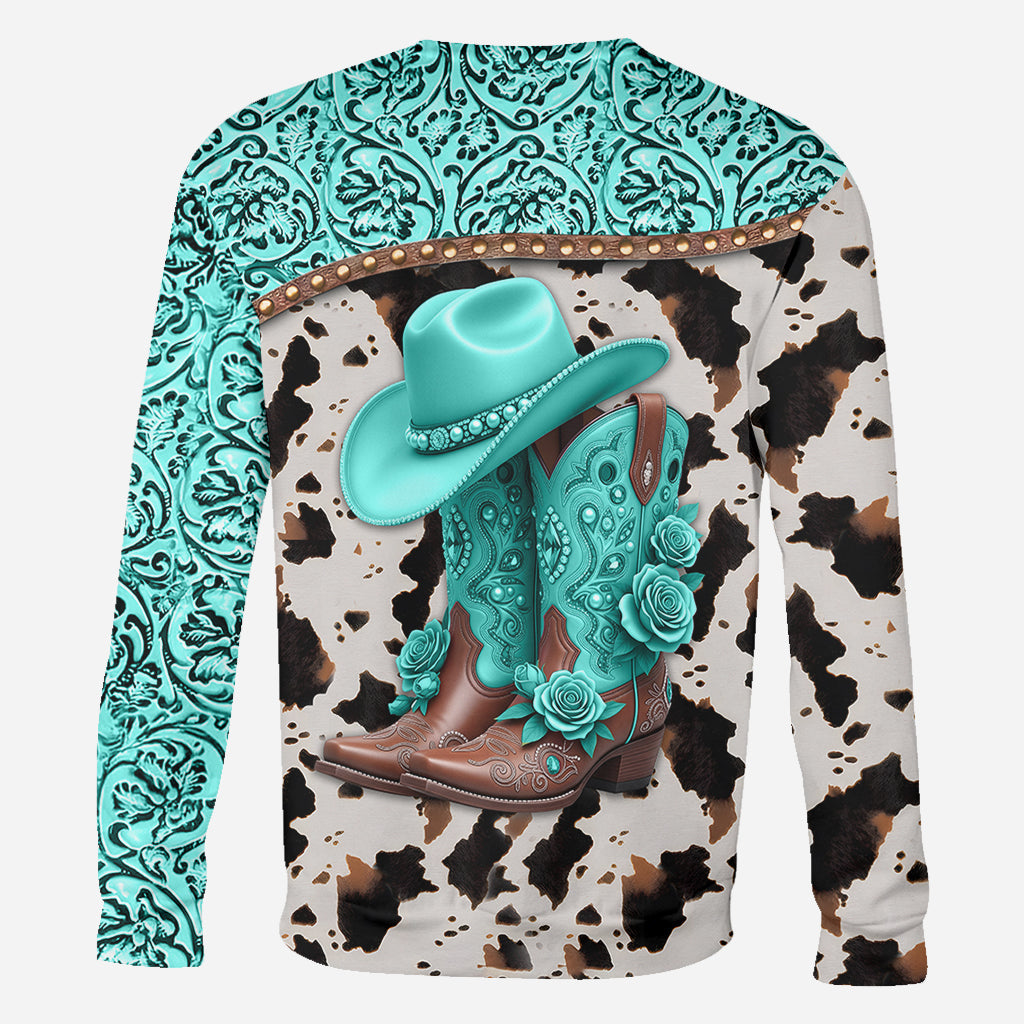 Western-Cowgirl-Stiefel - Personalisiertes Cowgirl-Shirt