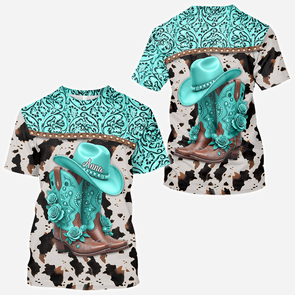 Western-Cowgirl-Stiefel - Personalisiertes Cowgirl-Shirt