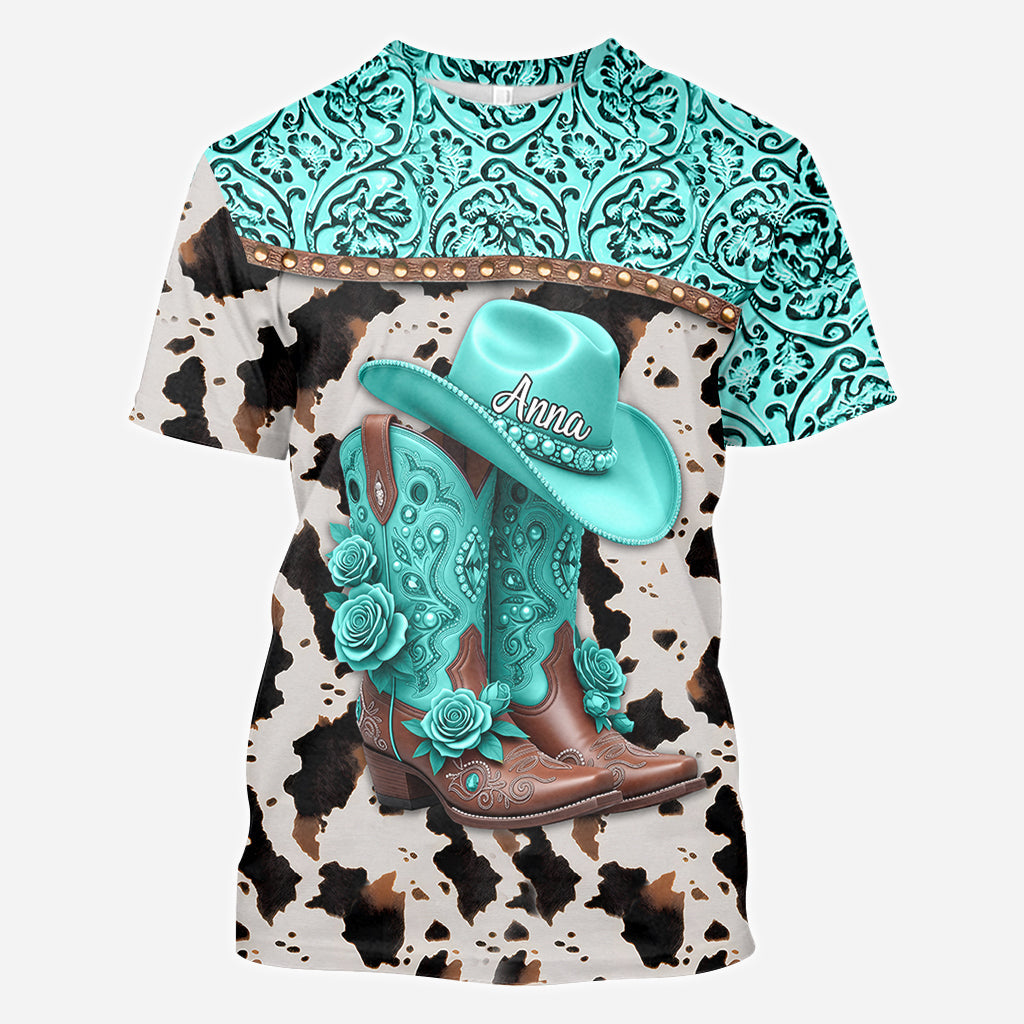 Western-Cowgirl-Stiefel - Personalisiertes Cowgirl-Shirt