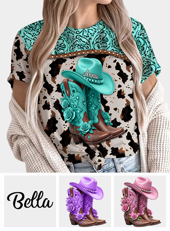 Western-Cowgirl-Stiefel - Personalisiertes Cowgirl-Shirt