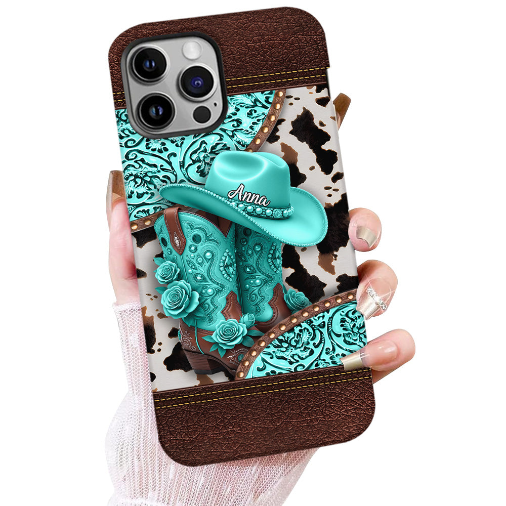 Western-Cowgirl-Stiefel – Personalisierte Handyhülle mit Cowgirl-Vollprint