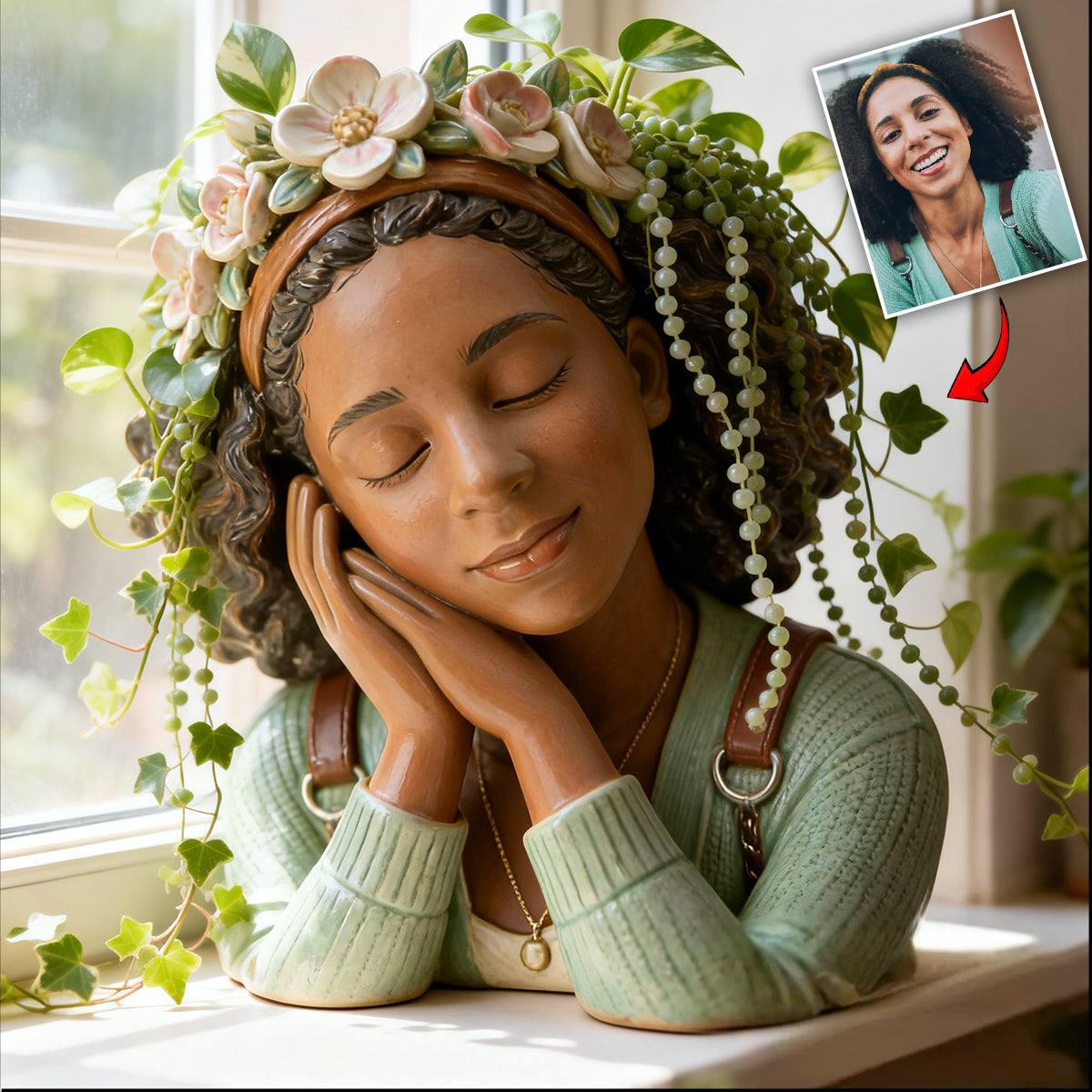 Dreaming Girl – Personalisierte Gartenvase aus Acryl in individueller Form