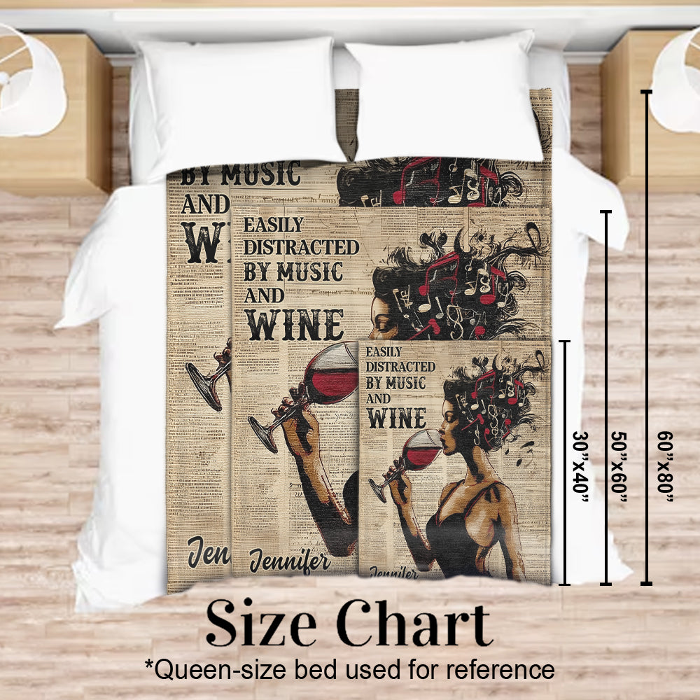 Facilement distrait par la musique et le vin - Couverture à vin personnalisée