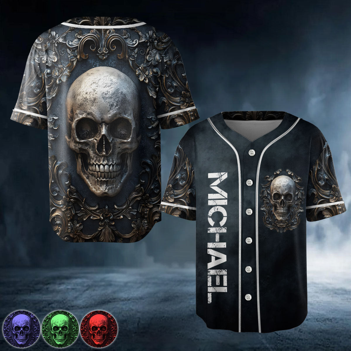 Starker Totenkopf – personalisiertes Totenkopf-Baseballtrikot