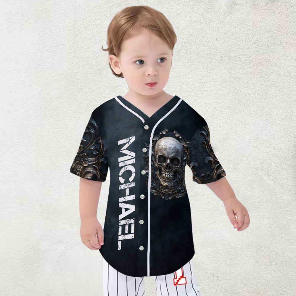Starker Totenkopf – personalisiertes Totenkopf-Baseballtrikot