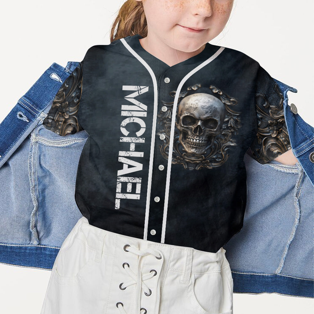 Starker Totenkopf – personalisiertes Totenkopf-Baseballtrikot