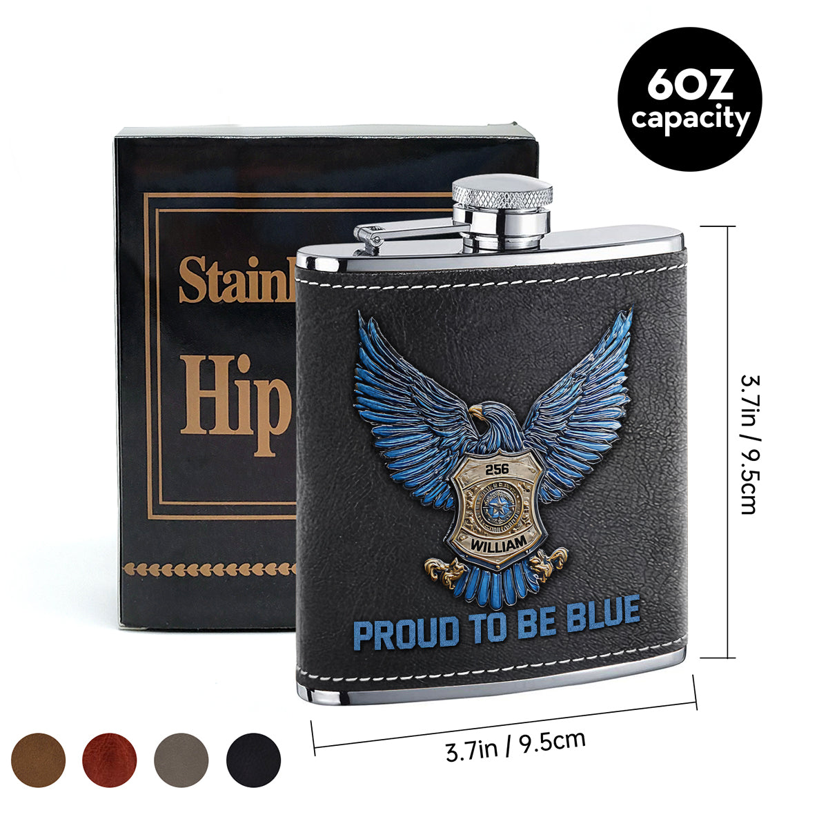 Proud to Be Blue - Personalized Police Officer Hip Flask