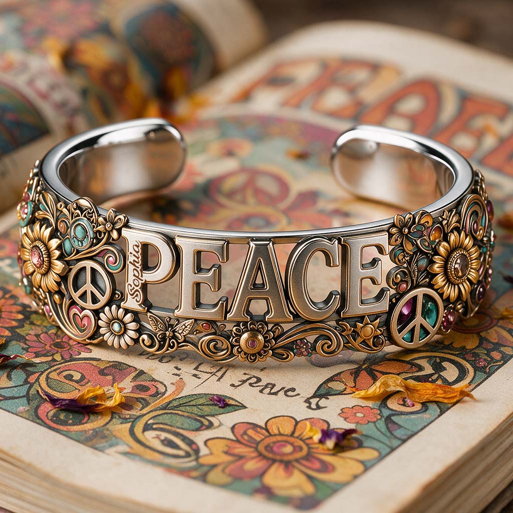 Hippie Souls - Personalized Hippie Shaped Cuff Bracelet