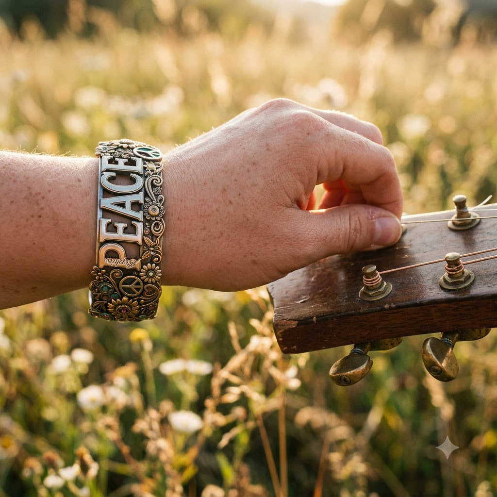 Hippie Souls - Personalized Hippie Shaped Cuff Bracelet