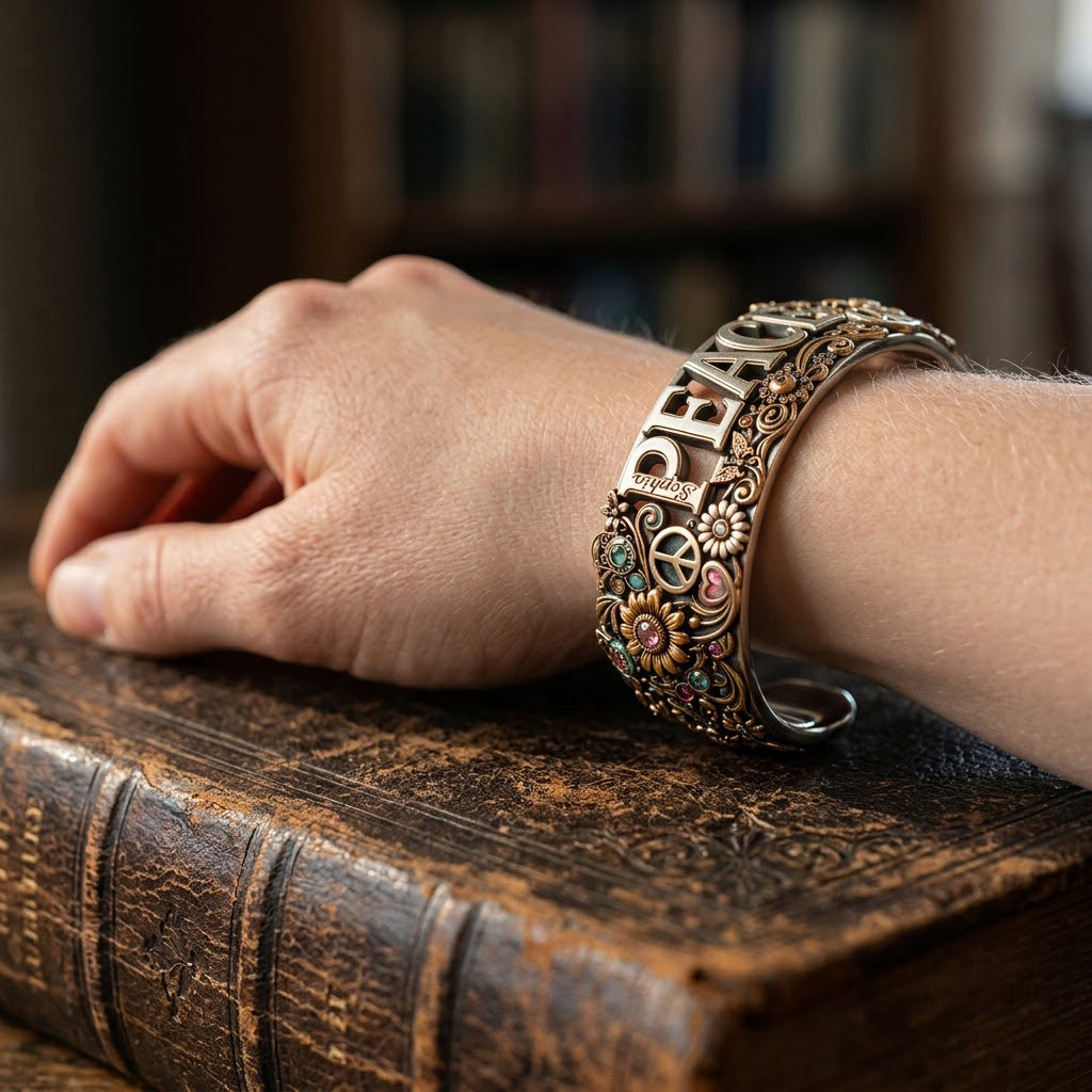 Hippie Souls - Personalized Hippie Shaped Cuff Bracelet