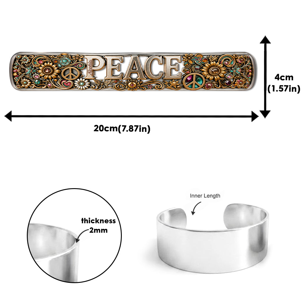 Hippie Souls - Personalized Hippie Shaped Cuff Bracelet