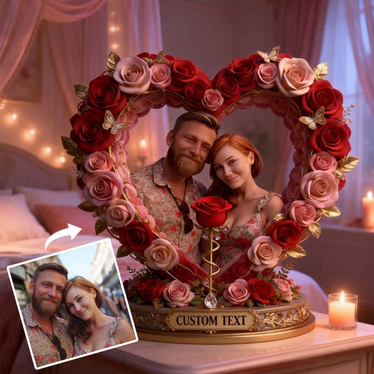 Custom Rose Couple Table Decor From Any Photo - Personalized Couple Custom Shaped Acrylic Plaque
