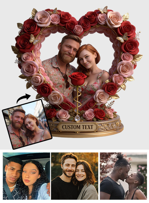 Custom Rose Couple Table Decor From Any Photo - Personalized Couple Custom Shaped Acrylic Plaque
