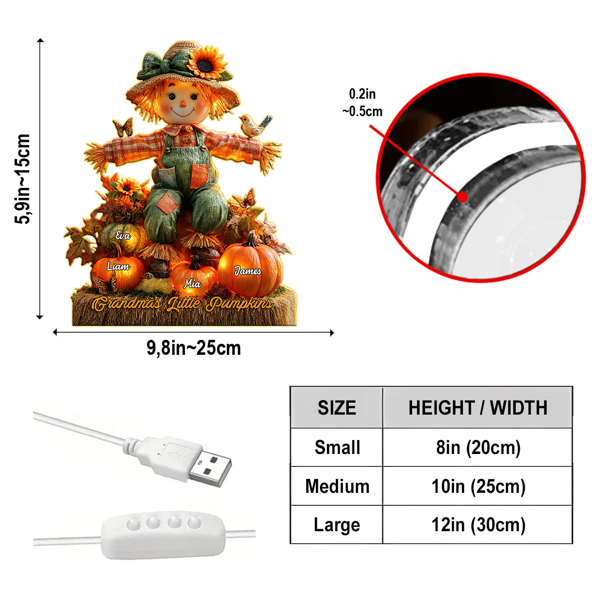 Grandma's Little Pumpkins - Personalized Grandma Acrylic LED Night Light