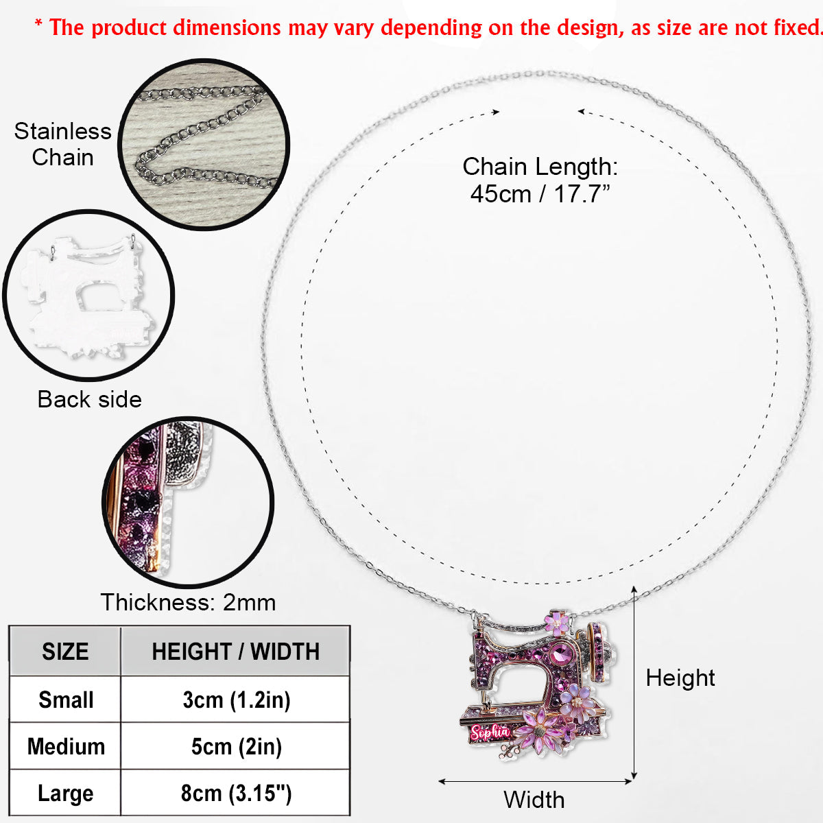 Beautiful Sewing Machine - Personalized Sewing Custom Shaped Pendant Necklace