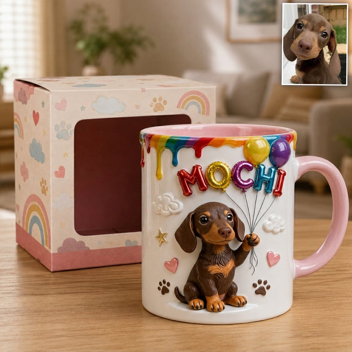 Ballon de Nom Personnalisé pour Animal - Tasse Accent Personnalisée avec Boîte Cadeau