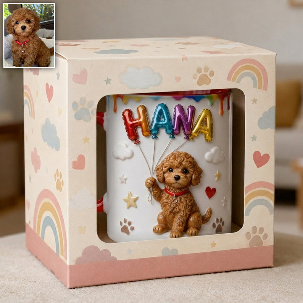 Ballon de Nom Personnalisé pour Animal - Tasse Accent Personnalisée avec Boîte Cadeau