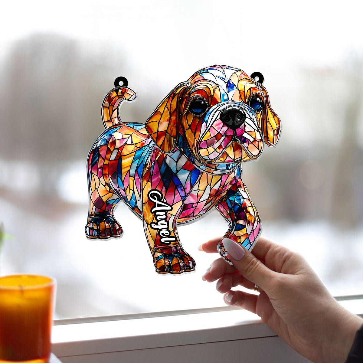 Niedliche Bulldogge – Personalisierter Fensterhänger mit französischer Bulldogge 