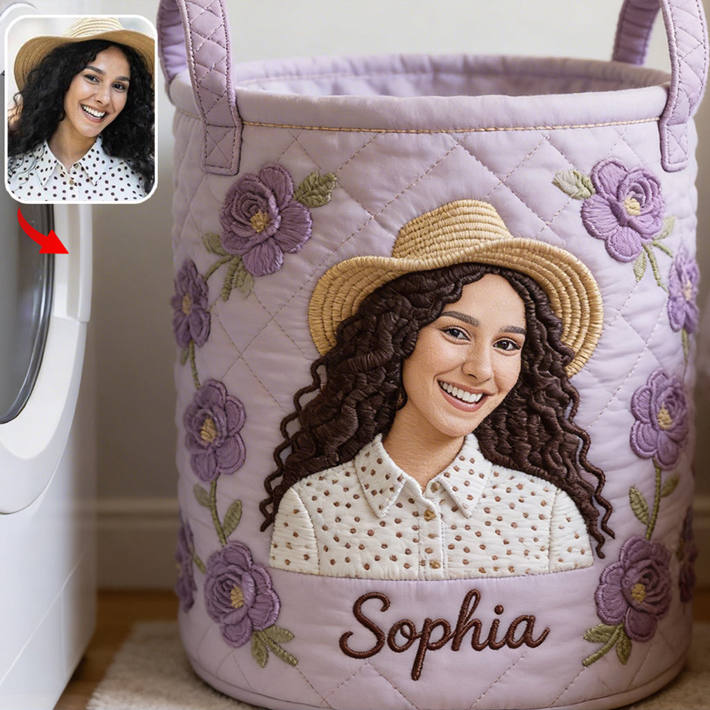 Custom From Any Flower, Any Photo - Personalized Birth Month Flower Storage Basket