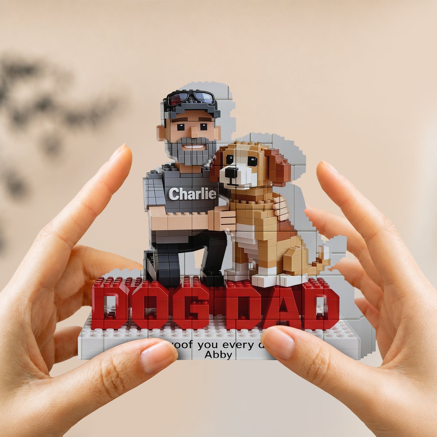 Geschenk für Hundevater - Personalisierte Hundeförmige Bauklötze