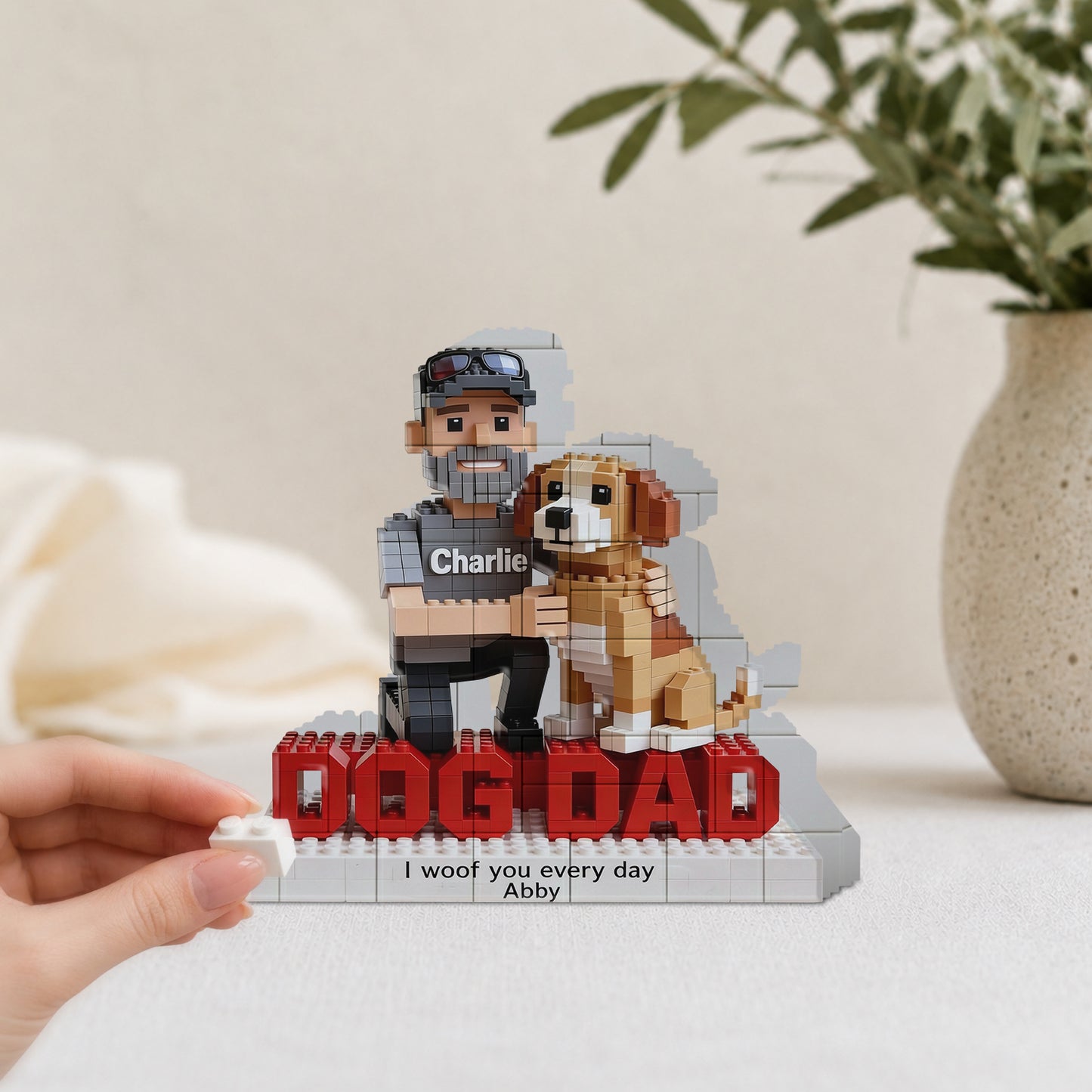 Geschenk für Hundevater - Personalisierte Hundeförmige Bauklötze