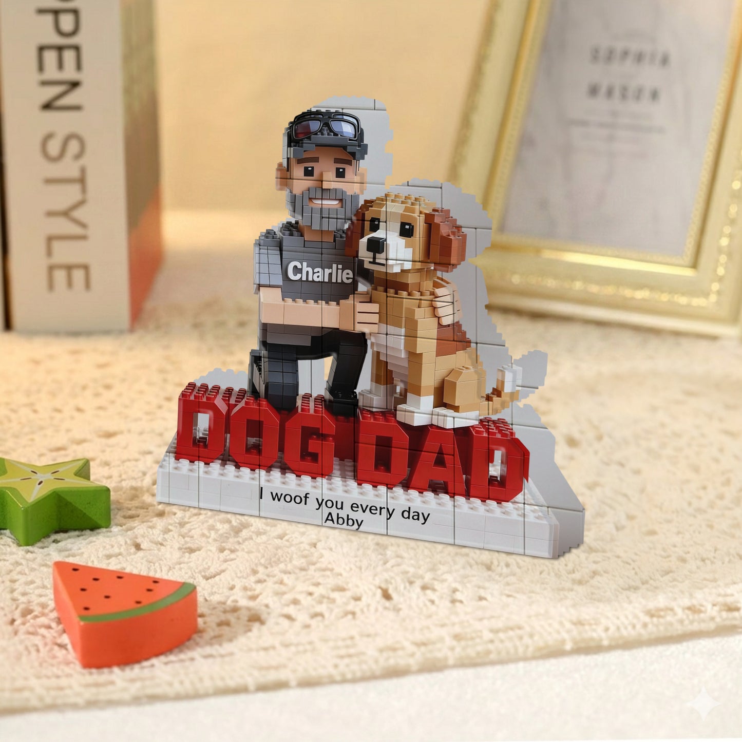Geschenk für Hundevater - Personalisierte Hundeförmige Bauklötze
