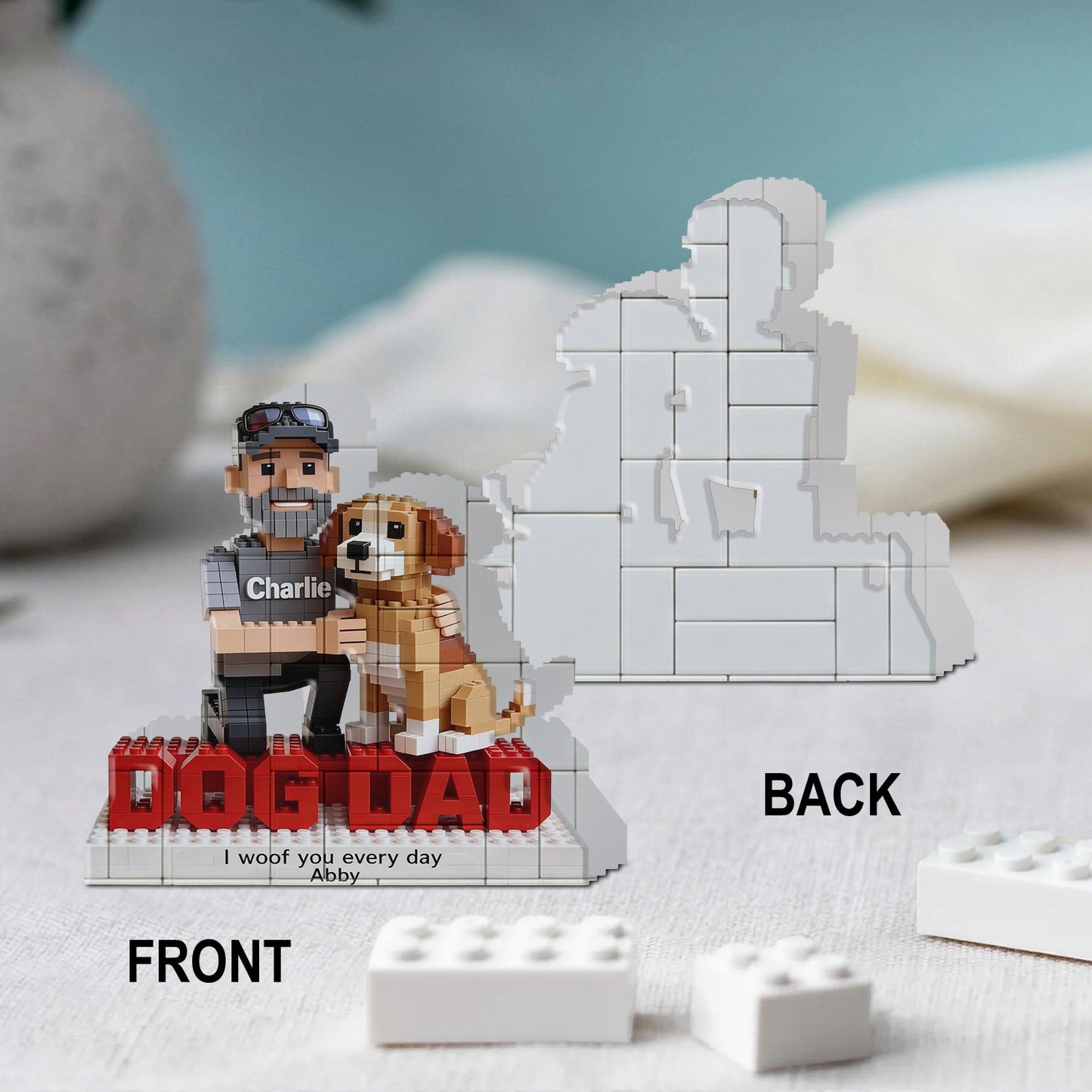 Geschenk für Hundevater - Personalisierte Hundeförmige Bauklötze