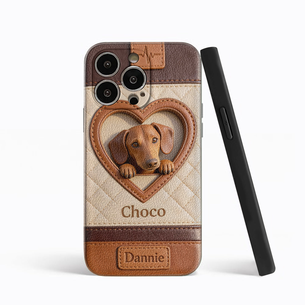 Custom From Any Photo - Personalized Dog Leather Phone Case