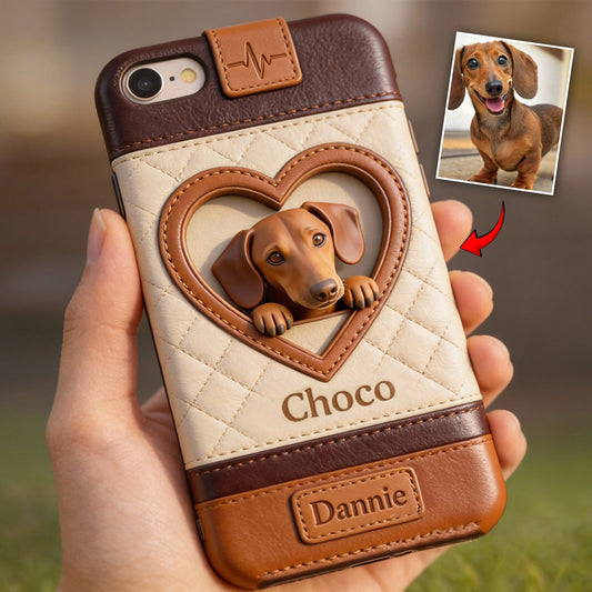 Custom From Any Photo - Personalized Dog Leather Phone Case