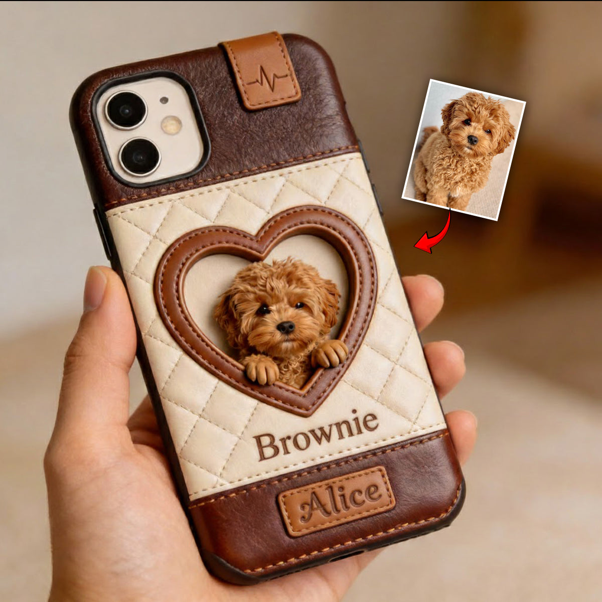 Custom From Any Photo - Personalized Dog Leather Phone Case