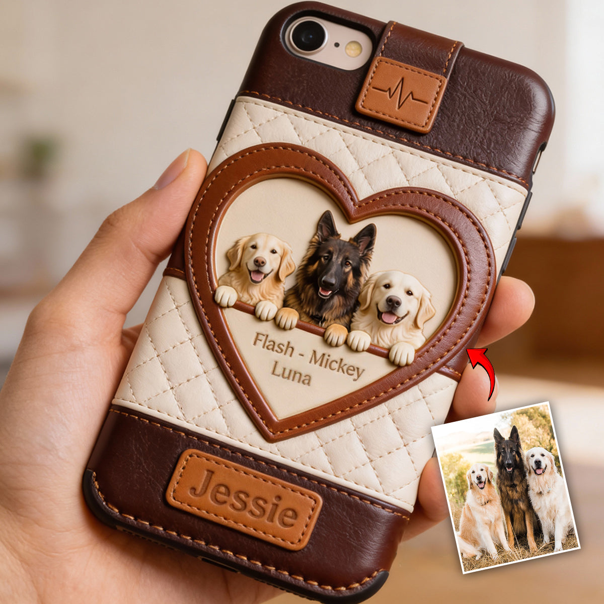 Custom From Any Photo - Personalized Dog Leather Phone Case