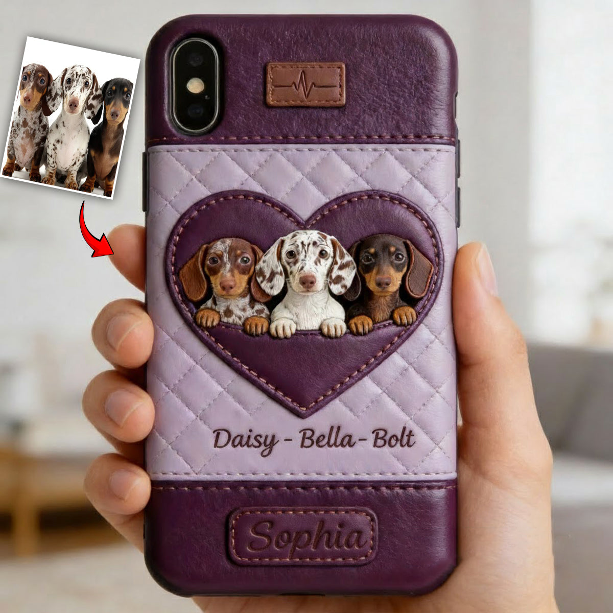 Custom From Any Photo - Personalized Dog Leather Phone Case