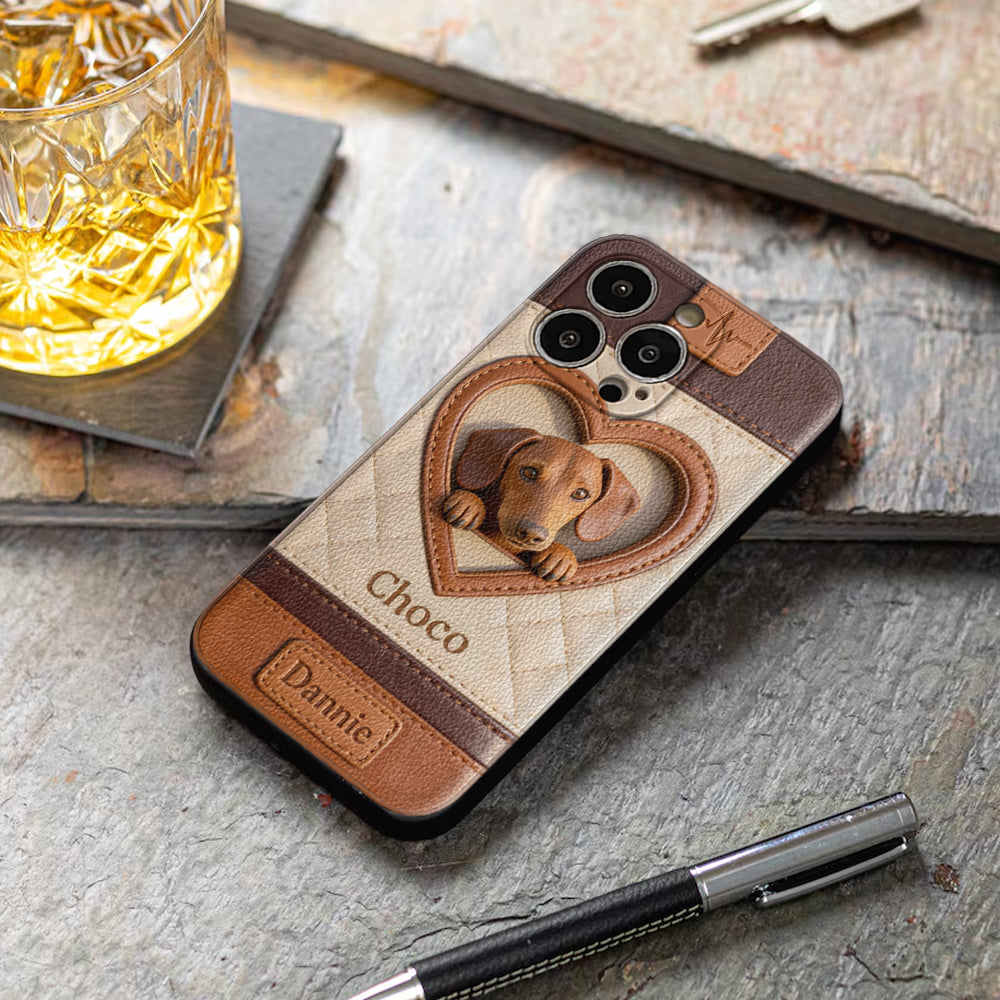 Custom From Any Photo - Personalized Dog Leather Phone Case