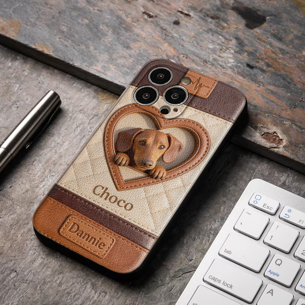 Custom From Any Photo - Personalized Dog Leather Phone Case