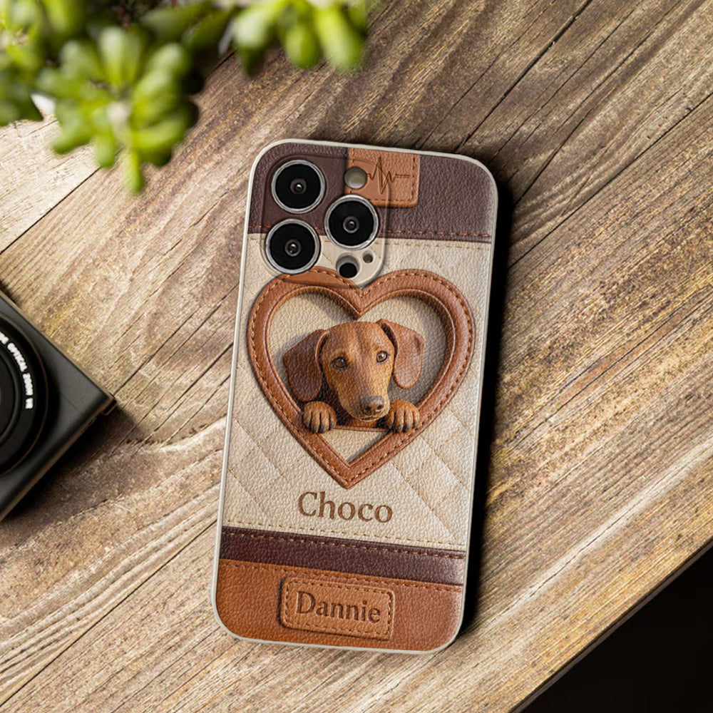 Custom From Any Photo - Personalized Dog Leather Phone Case
